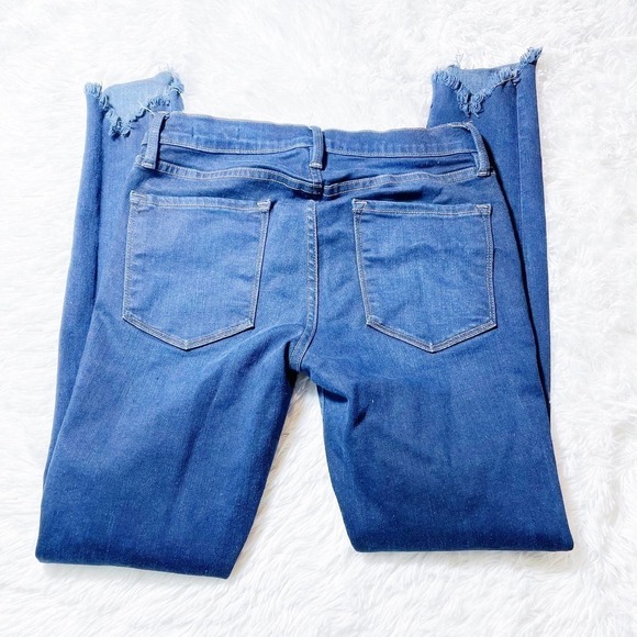 Frame Le Skinny de Jeanne Longstreet Dark Denim Fringe Hem SZ26 - Picture 7 of 8